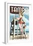 Tampa, Florida - Lifeguard Pinup Girl-Lantern Press-Framed Art Print