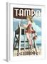 Tampa, Florida - Lifeguard Pinup Girl-Lantern Press-Framed Art Print