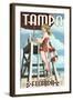 Tampa, Florida - Lifeguard Pinup Girl-Lantern Press-Framed Art Print