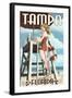 Tampa, Florida - Lifeguard Pinup Girl-Lantern Press-Framed Art Print