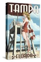 Tampa, Florida - Lifeguard Pinup Girl-Lantern Press-Stretched Canvas