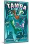 Tampa, Florida - Live Mermaids-Lantern Press-Mounted Art Print
