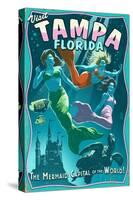 Tampa, Florida - Live Mermaids-Lantern Press-Stretched Canvas