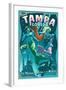 Tampa, Florida - Live Mermaids-Lantern Press-Framed Art Print