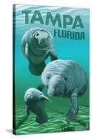 Tampa, Florida - Manatees-Lantern Press-Stretched Canvas