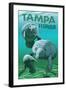 Tampa, Florida - Manatees-Lantern Press-Framed Art Print