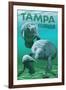 Tampa, Florida - Manatees-Lantern Press-Framed Art Print