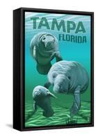 Tampa, Florida - Manatees-Lantern Press-Framed Stretched Canvas
