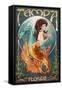 Tampa, Florida - Mermaid-Lantern Press-Framed Stretched Canvas