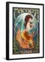 Tampa, Florida - Mermaid-Lantern Press-Framed Art Print