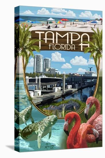 Tampa, Florida - Montage-Lantern Press-Stretched Canvas