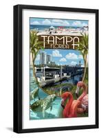 Tampa, Florida - Montage-Lantern Press-Framed Art Print
