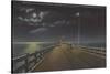 Tampa, Florida - Moonlit View of Gandy Bridge-Lantern Press-Stretched Canvas