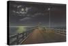 Tampa, Florida - Moonlit View of Gandy Bridge-Lantern Press-Stretched Canvas