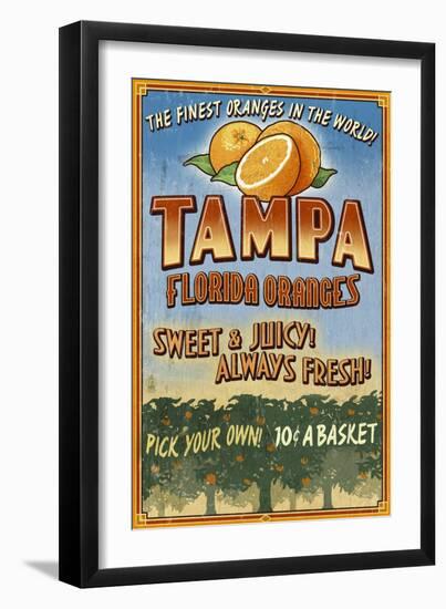 Tampa, Florida - Orange Grove Vintage Sign-Lantern Press-Framed Art Print