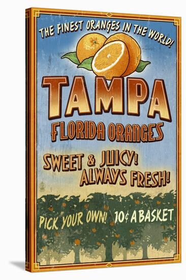 Tampa, Florida - Orange Grove Vintage Sign-Lantern Press-Stretched Canvas