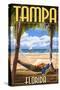 Tampa, Florida - Palms and Hammock-Lantern Press-Stretched Canvas