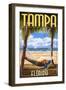 Tampa, Florida - Palms and Hammock-Lantern Press-Framed Art Print