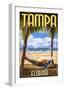 Tampa, Florida - Palms and Hammock-Lantern Press-Framed Art Print