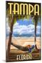 Tampa, Florida - Palms and Hammock-Lantern Press-Mounted Art Print