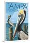 Tampa, Florida - Pelicans-Lantern Press-Framed Art Print