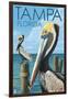 Tampa, Florida - Pelicans-Lantern Press-Framed Art Print