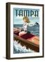 Tampa, Florida - Pinup Girl Boating-Lantern Press-Framed Art Print