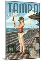 Tampa, Florida - Pinup Girl Fishing-Lantern Press-Mounted Art Print