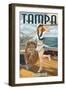 Tampa, Florida - Pinup Girl Sailing-Lantern Press-Framed Art Print