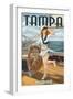 Tampa, Florida - Pinup Girl Sailing-Lantern Press-Framed Art Print