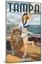 Tampa, Florida - Pinup Girl Sailing-Lantern Press-Mounted Art Print