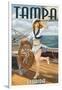 Tampa, Florida - Pinup Girl Sailing-Lantern Press-Framed Art Print