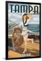 Tampa, Florida - Pinup Girl Sailing-Lantern Press-Framed Art Print