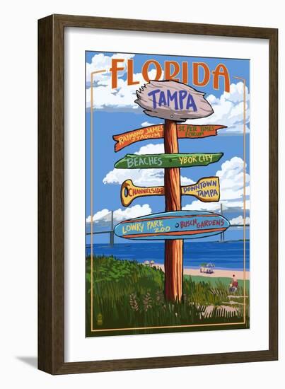 Tampa, Florida - Sign Destinations-Lantern Press-Framed Art Print