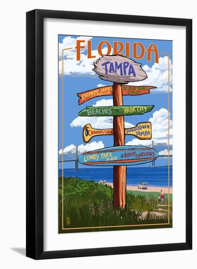 Tampa, Florida - Sign Destinations-Lantern Press-Framed Art Print