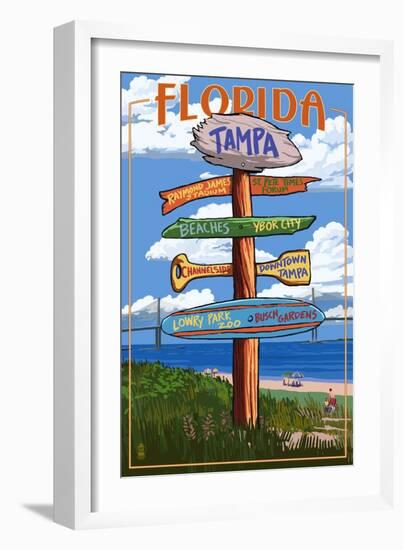 Tampa, Florida - Sign Destinations-Lantern Press-Framed Art Print