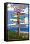 Tampa, Florida - Sign Destinations-Lantern Press-Framed Stretched Canvas