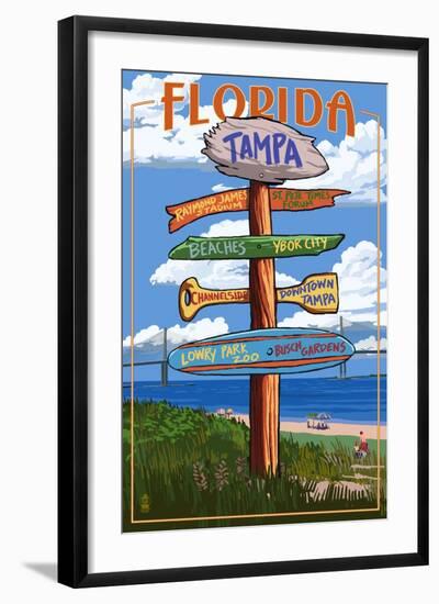 Tampa, Florida - Sign Destinations-Lantern Press-Framed Art Print