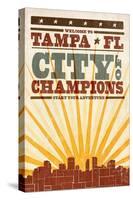 Tampa, Florida - Skyline and Sunburst Screenprint Style-Lantern Press-Stretched Canvas