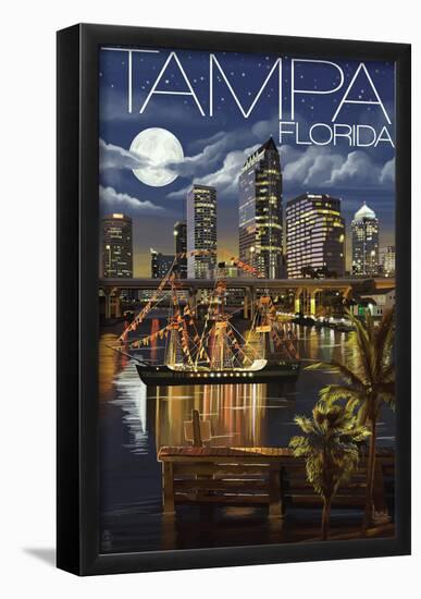 Tampa, Florida - Skyline At Night-null-Framed Poster