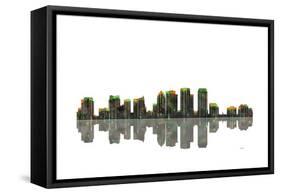 Tampa Florida Skyline BW 1-Marlene Watson-Framed Stretched Canvas