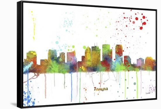 Tampa Florida Skyline MCLR 1-Marlene Watson-Framed Stretched Canvas