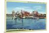 Tampa, Florida - Skyline View from Davis Island-Lantern Press-Mounted Premium Giclee Print