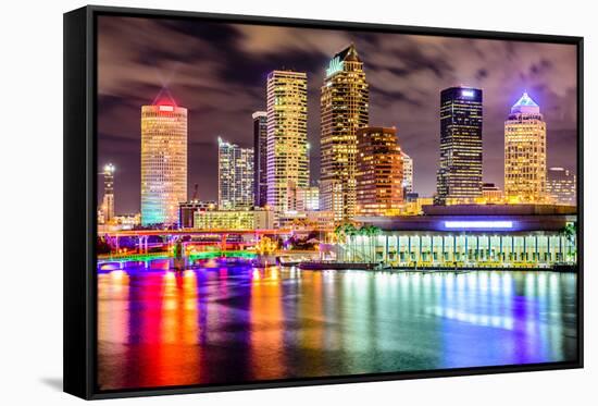 Tampa, Florida, USA Downtown City Skyline on the Hillsborough River.-SeanPavonePhoto-Framed Stretched Canvas