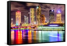 Tampa, Florida, USA Downtown City Skyline on the Hillsborough River.-SeanPavonePhoto-Framed Stretched Canvas