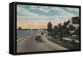 Tampa, Florida - View of Bayshore Blvd-Lantern Press-Framed Stretched Canvas