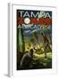 Tampa, Florida - Zombie Apocalypse-Lantern Press-Framed Art Print