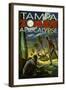 Tampa, Florida - Zombie Apocalypse-Lantern Press-Framed Art Print