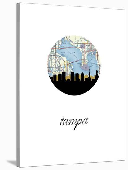 Tampa Map Skyline-Paperfinch 0-Stretched Canvas