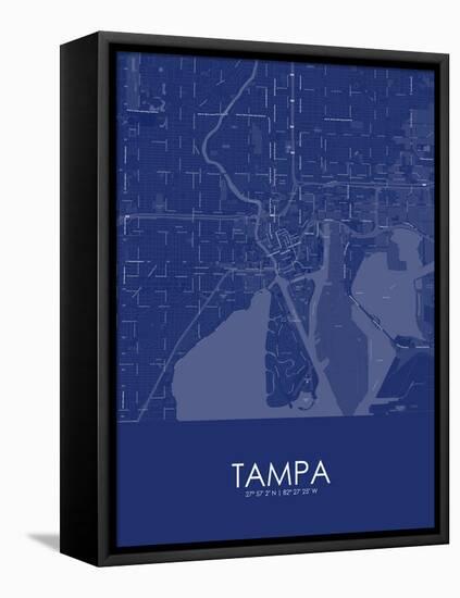 Tampa, United States of America Blue Map-null-Framed Stretched Canvas